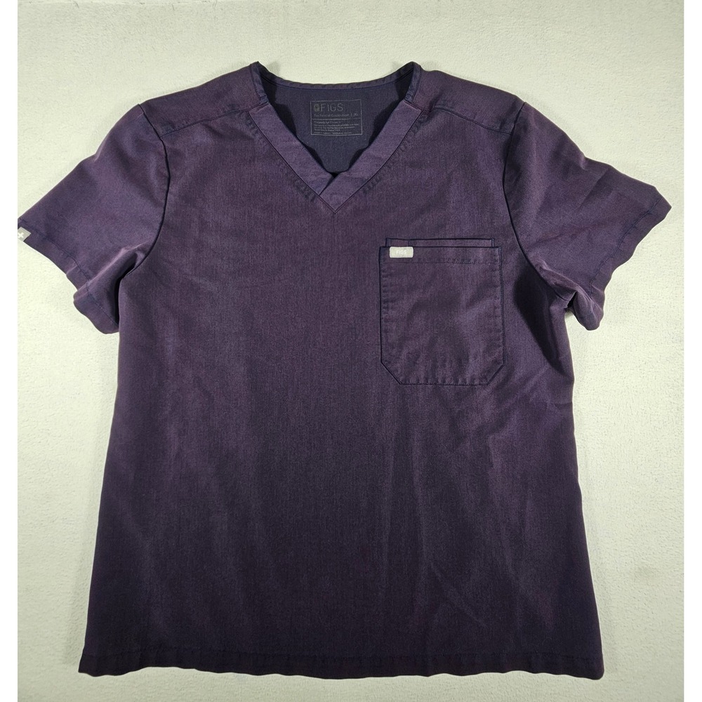 Figs Technical Collection Mens XL Purple V-Neck Scrub Top M21SW1051 Short Sleeve
